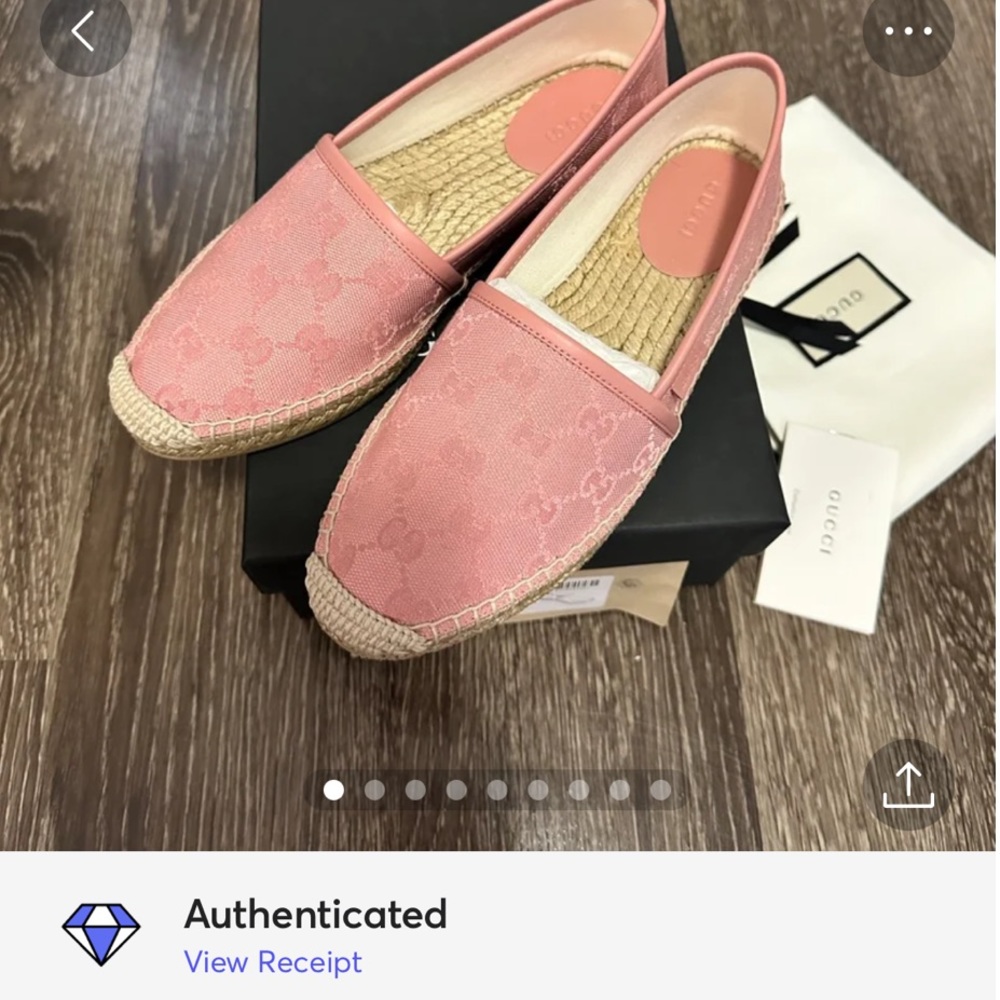 Gucci GG Canvas & Leather Espadrilles Women's Pink EU 37.5 - Picture 11 of 11